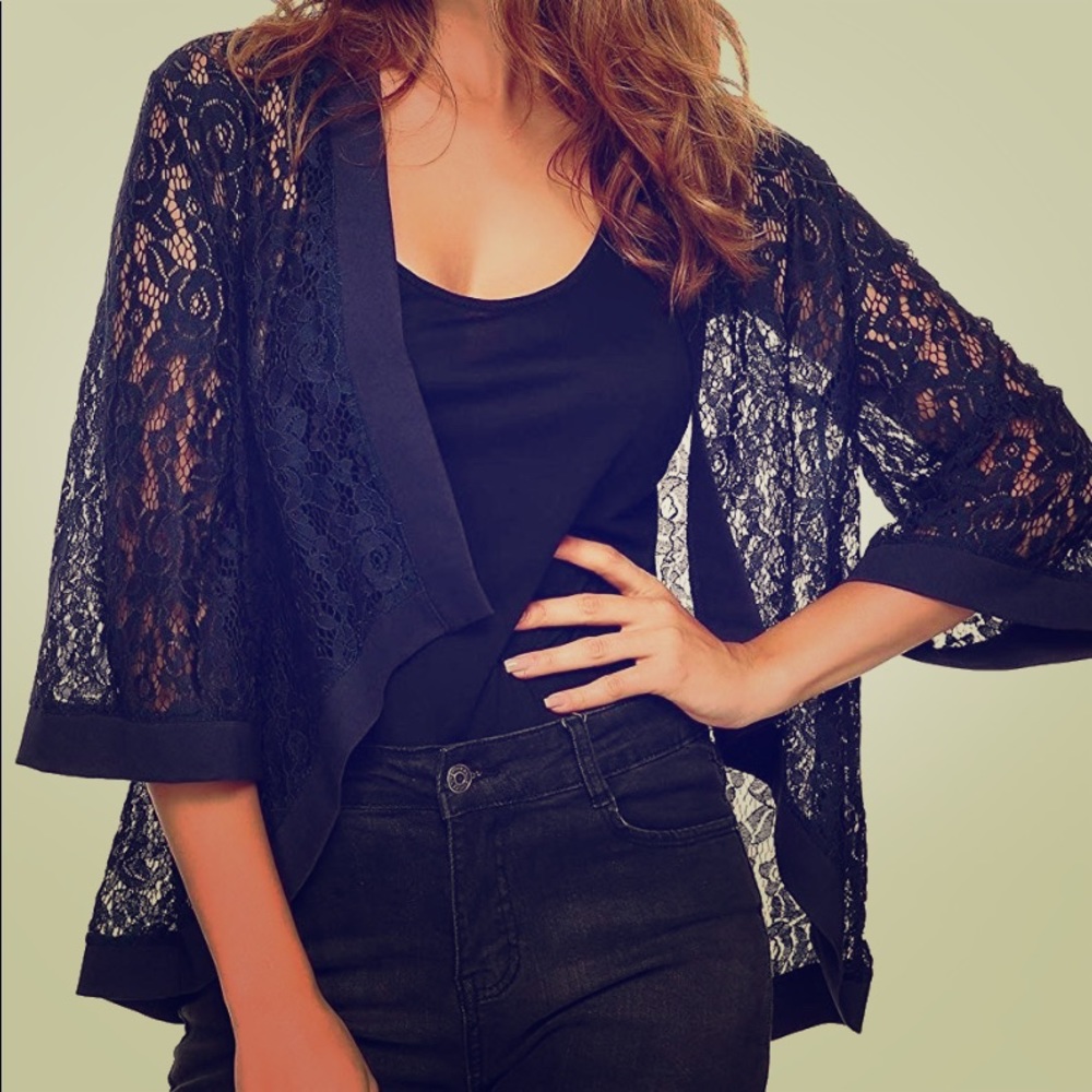 Blueberry blue lace cardigan